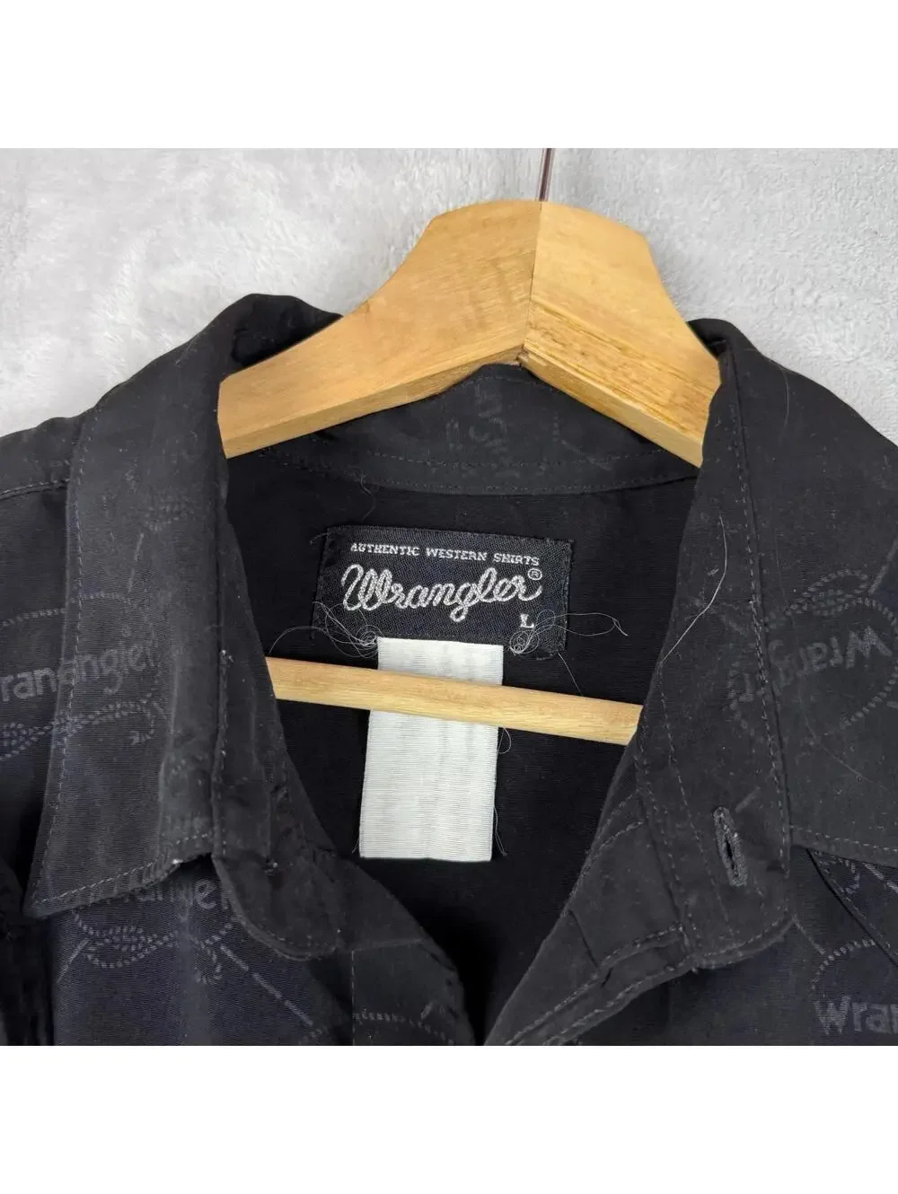 VTG Wrangler Western Preal Snap Shirt Men XL Black Multi Logo Print Cowboy Rodeo - Picture 4 of 9